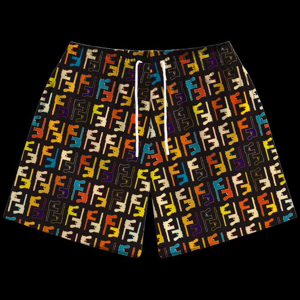 New Bravest Studios Mesh Shorts designer ispired multicolor Gunner Print XL